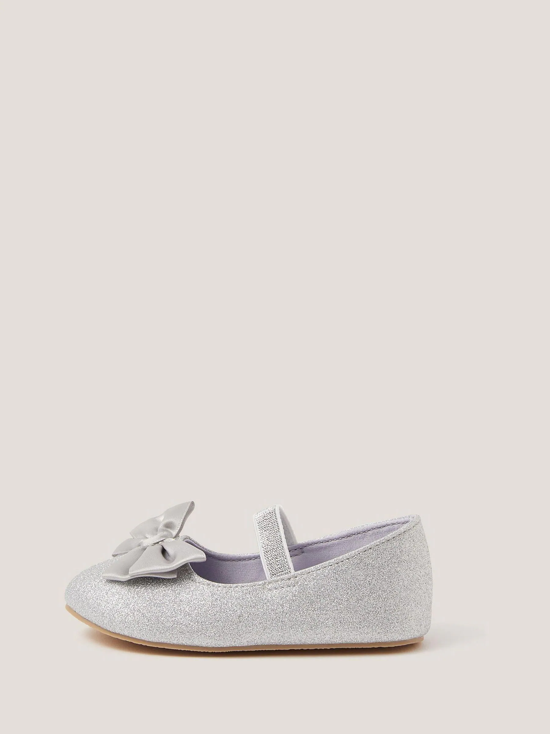 Zilver - Monsoon Baby Glitter Walker Schoenen met Strik