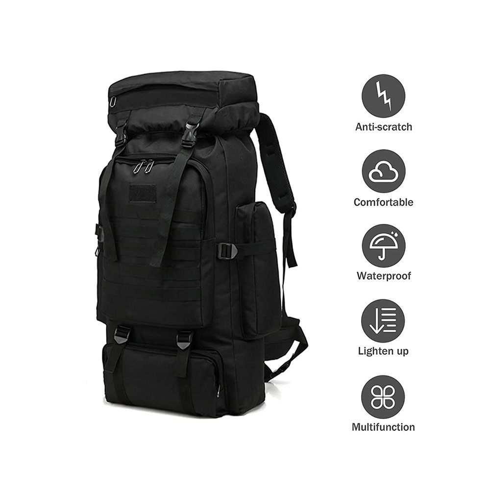 (75L) Outdoor Wander Camping Rucksack Wasserfester Reise Backpack - Schwarz