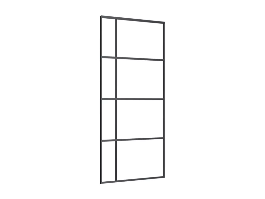 Porte coulissante Verre ESG et aluminium 90x205 cm Noir