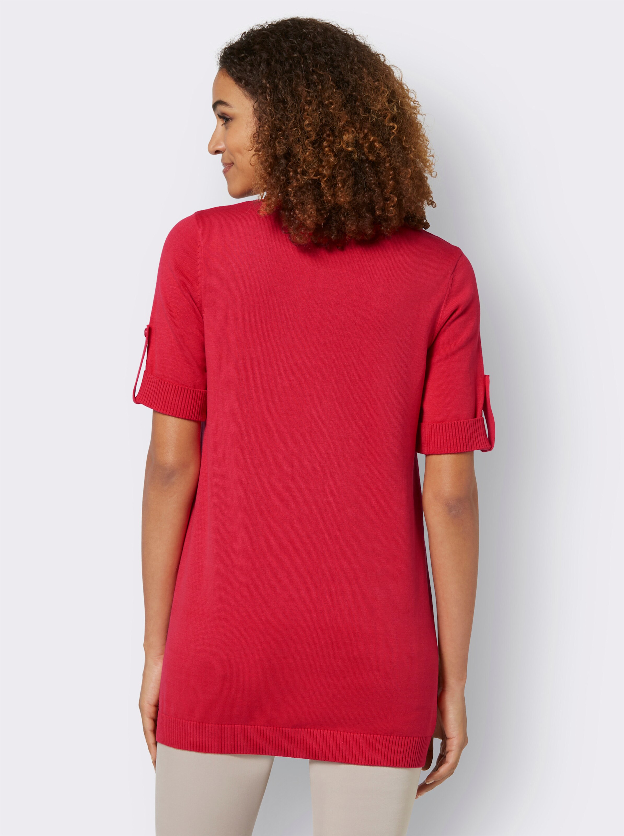 Kurzarmpullover in Longform
