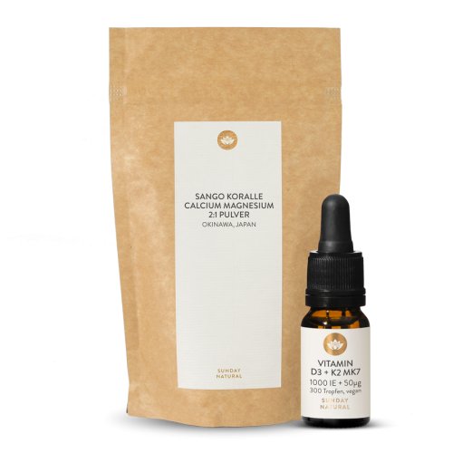 Sunday Natural Products  Vitamin D3 + K2 + Sango Koralle 2:1 Calcium Magnesium Set