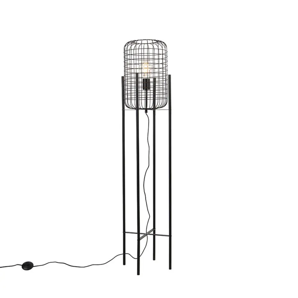 Qazqa vloerlampen bliss_vefa zwart e27