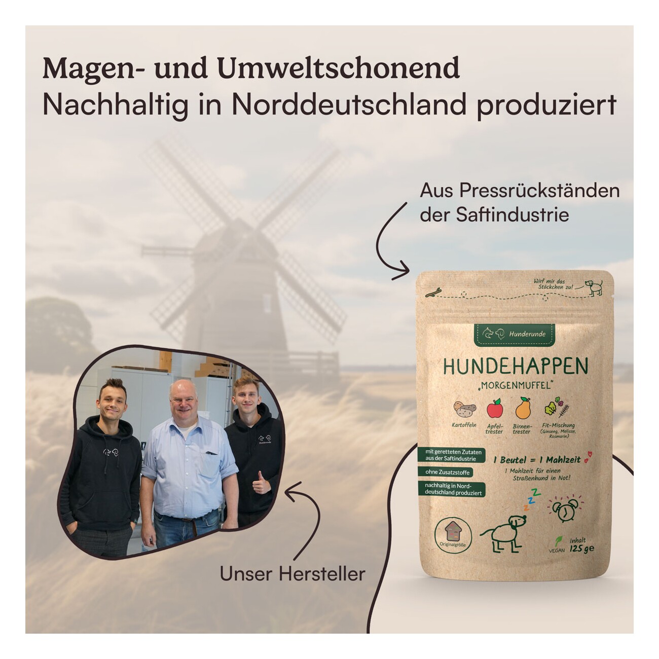Hunderunde Morgenmuffel vegane Snacks 375 g