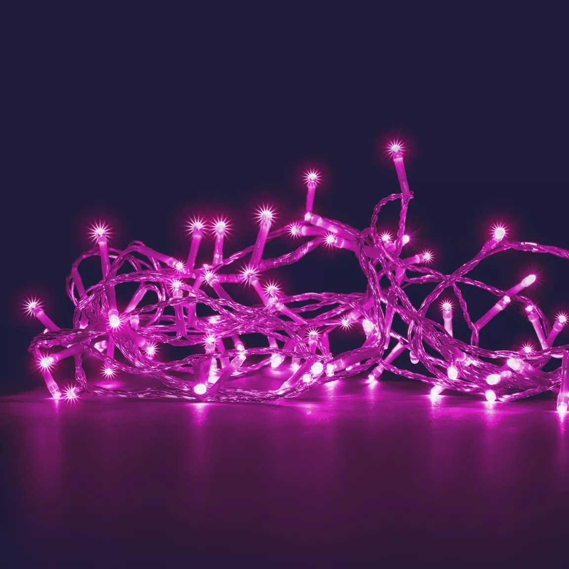 Guirlande lumineuse 8 m 128 LED câble transparent Rose