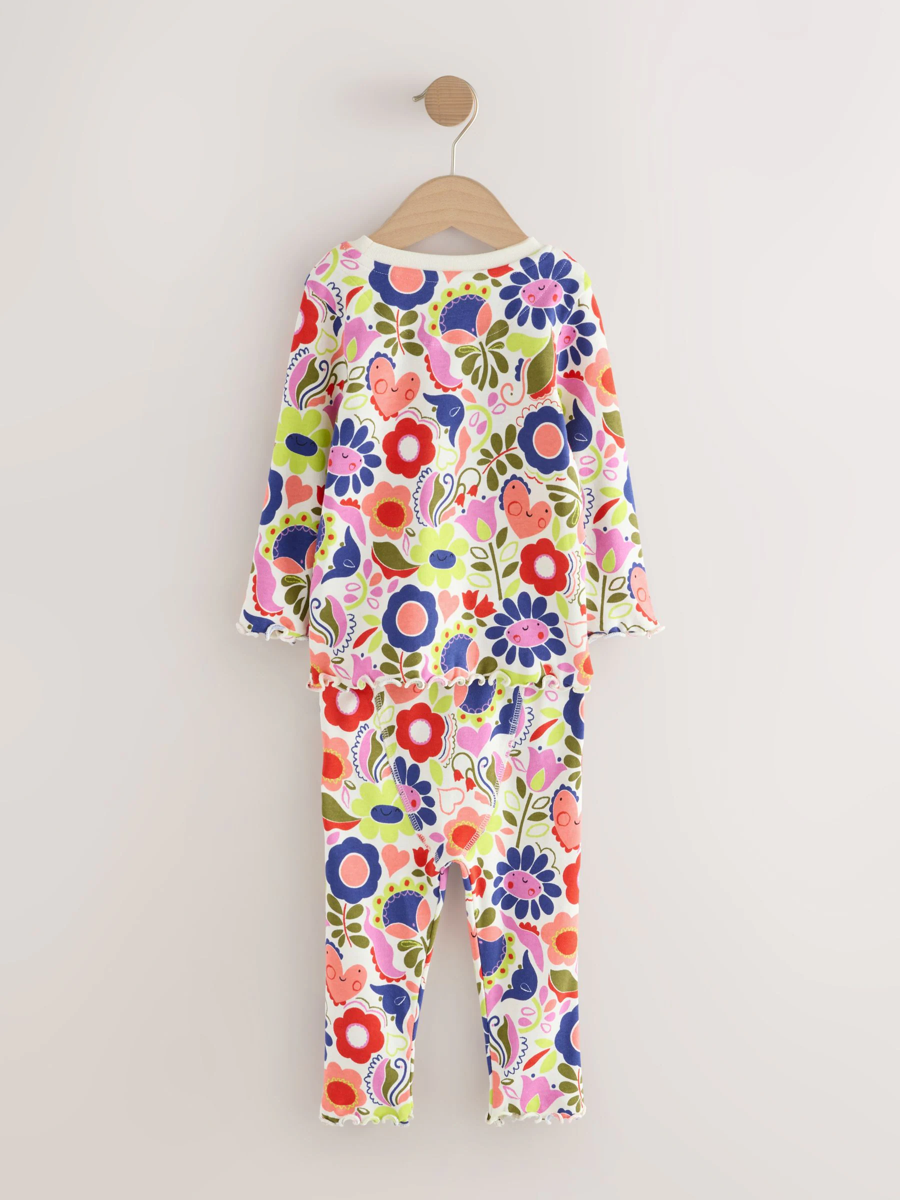 Rood/ecru bloemenprint - Verpakking van 3 knusse pyjama's (9 mnd-10 jr)