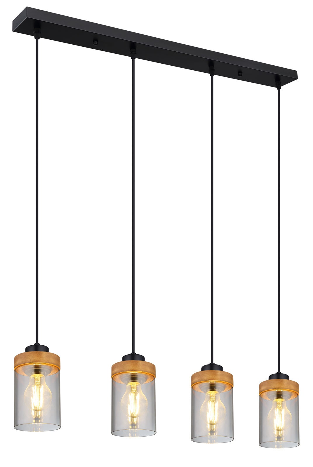 GLOBO Retrofit Balkenpendel Finca 82x150 cm schwarz/Holz