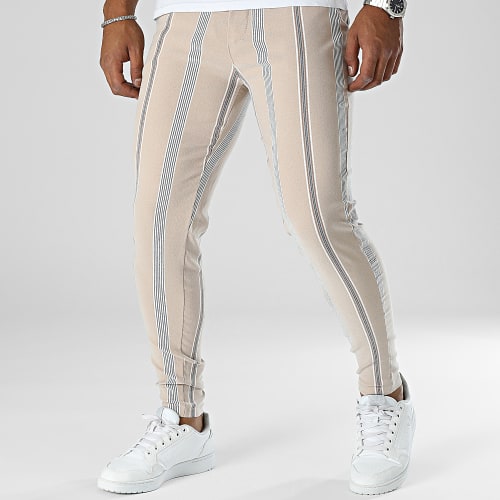 Pantalon A Rayures Beige