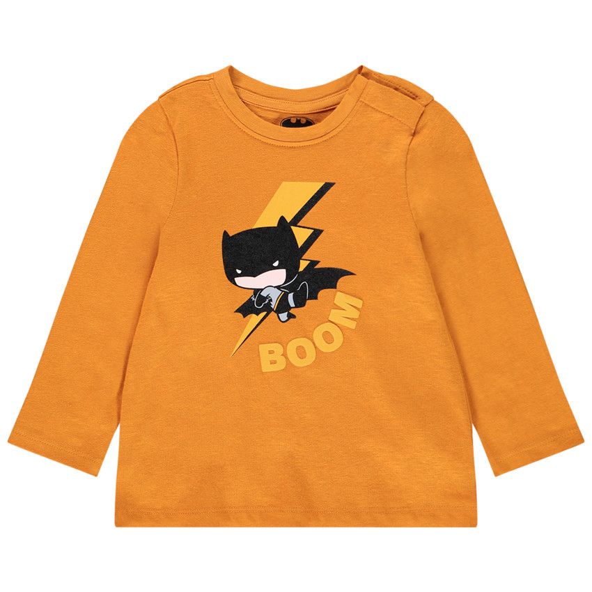 T-shirt manches longues print Chibi Batman pour bébé garçon - Moutarde