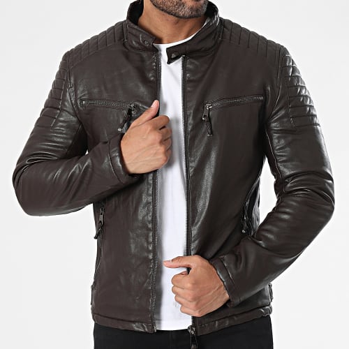 Veste Biker Marron