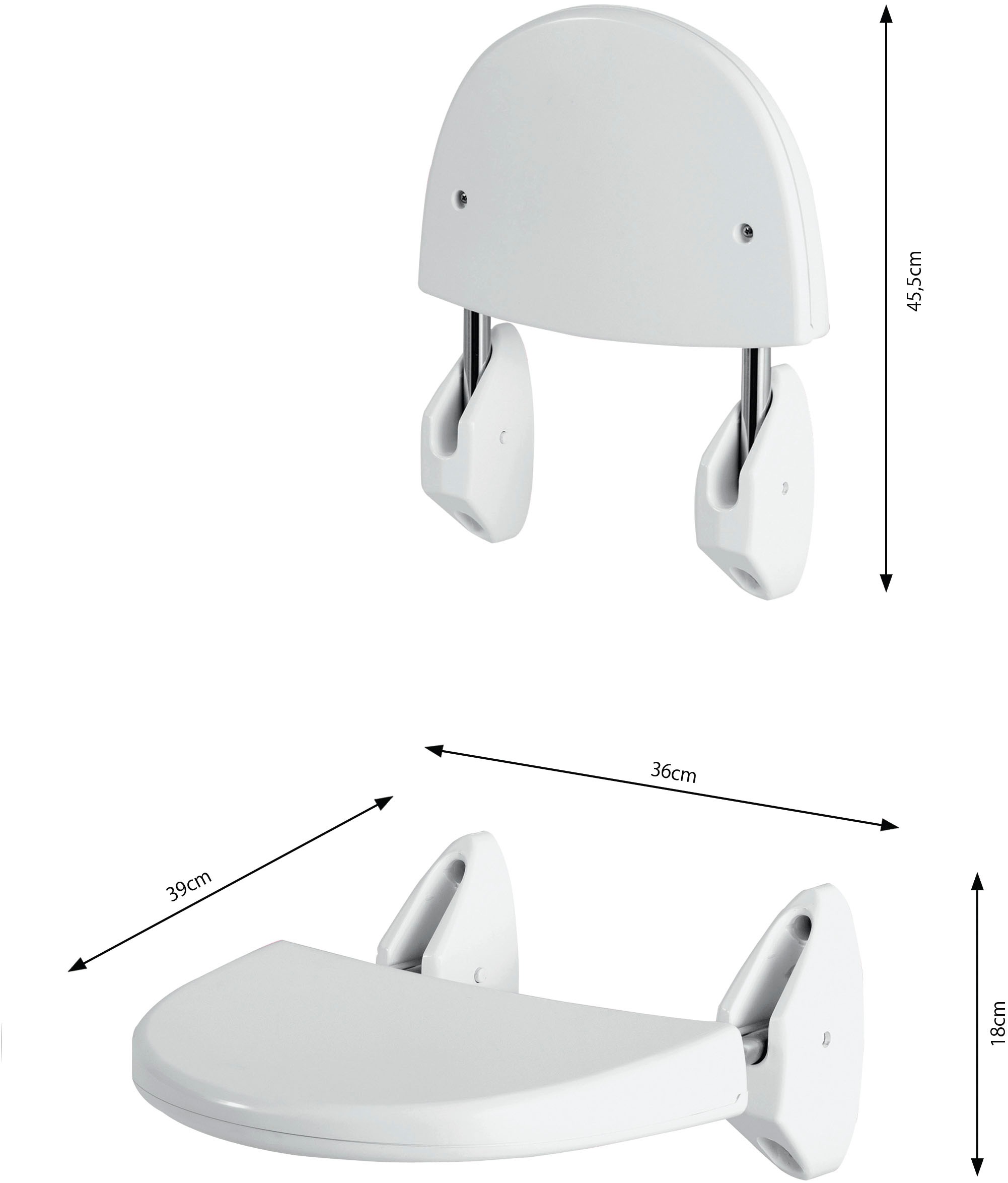Bischof Duschklappsitz »Kläppi« belastbar bis 120 kg Wandbefestigung, platzsparend