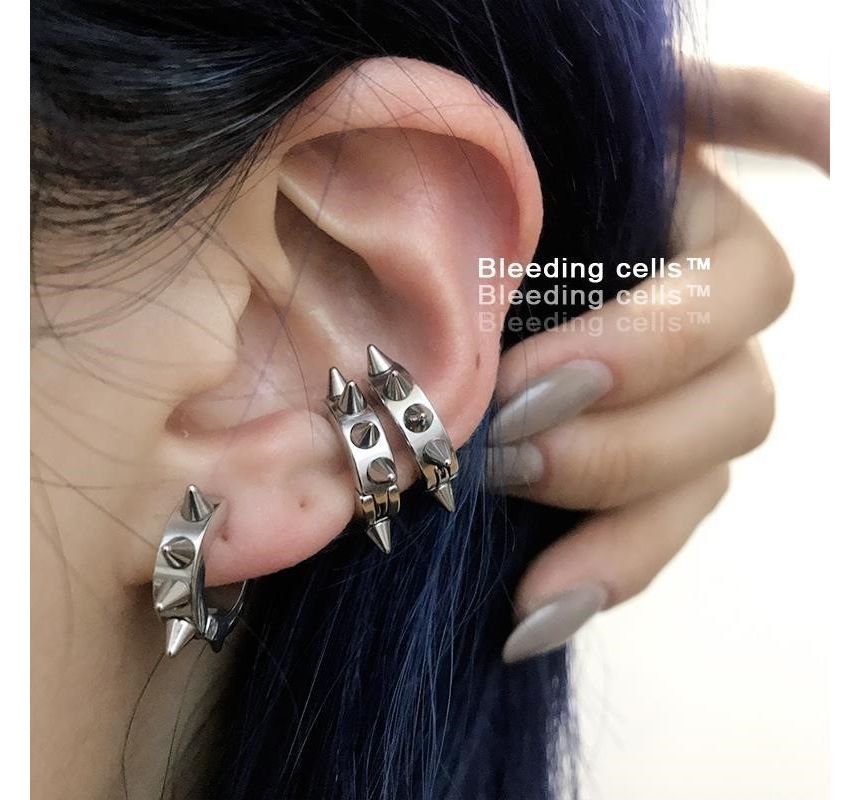 Malnia Home - Punk RVS Stud Hoop Oorbel / Clip-On Oorbel