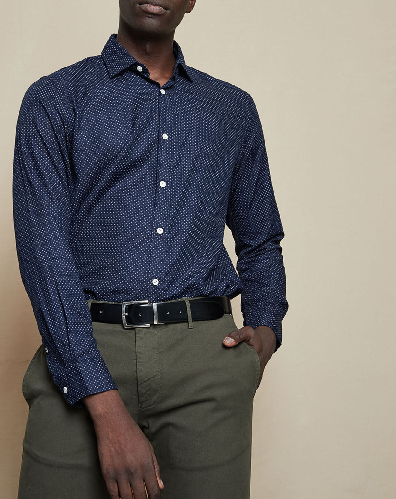 Hartford Chemise Slim Sammy imprimée marine/blanc