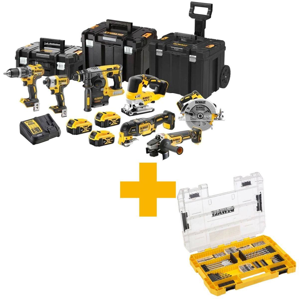 DeWALT DCK755P3T Accu combiset 7-delig 18V XR 5.0Ah in TSTAK
