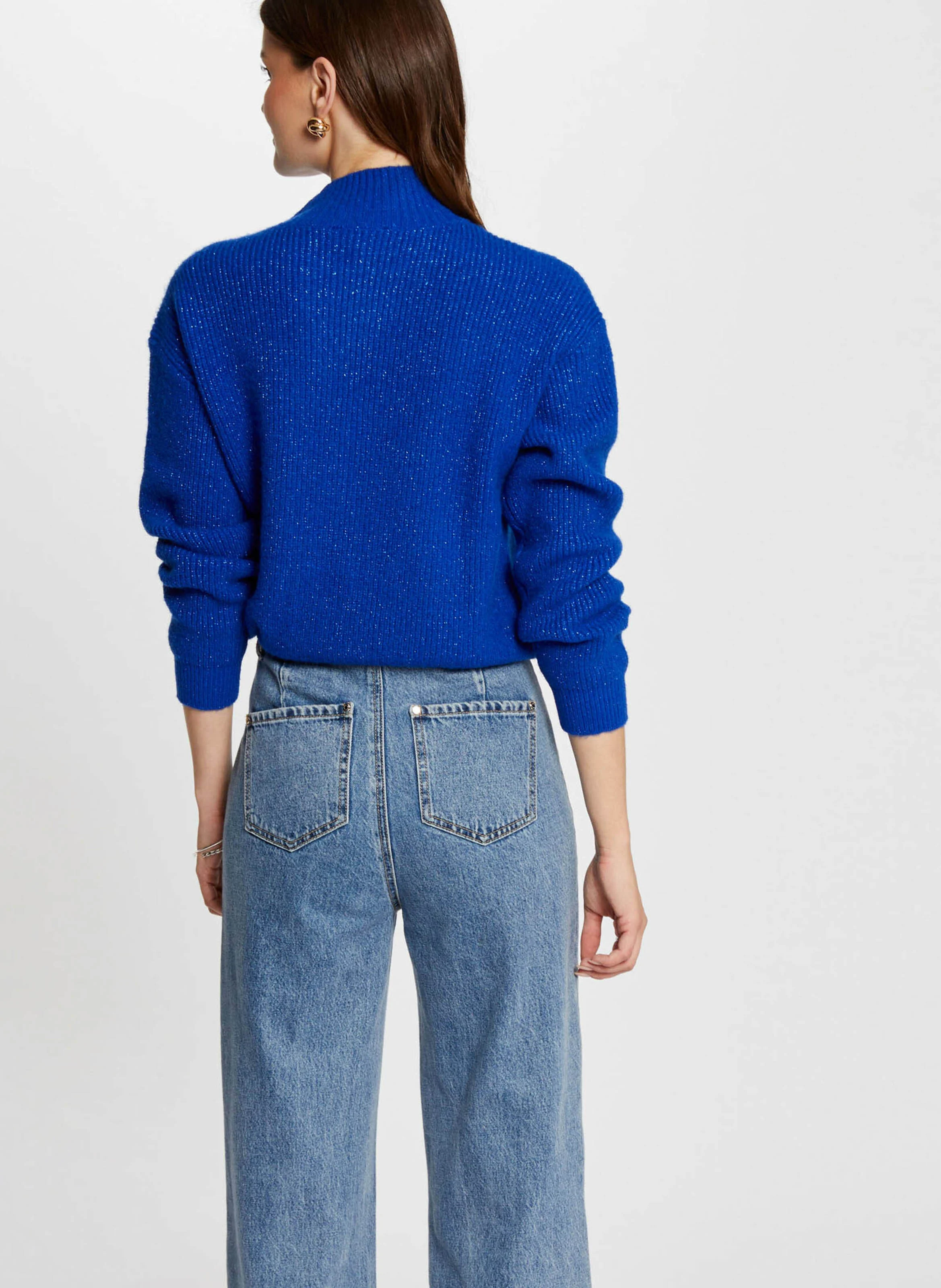 MSTORI - Pull droit col montant | Bleu