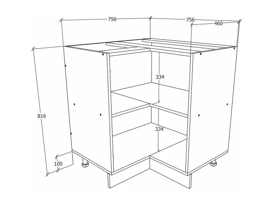 Armoire de cuisine d'angle sous Esilo