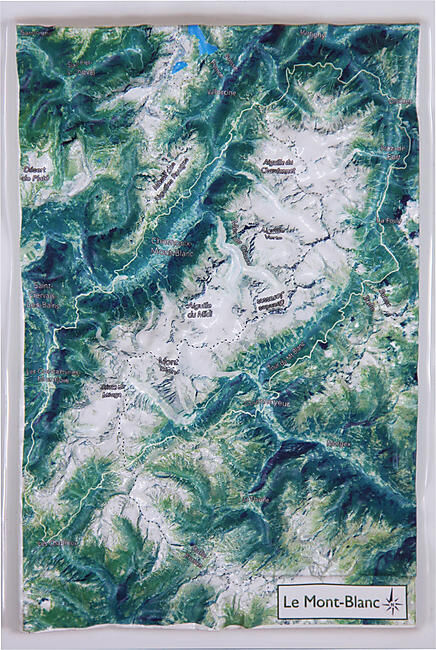 CARTE EN RELIEF VUE AERIENNE MONT BLANC