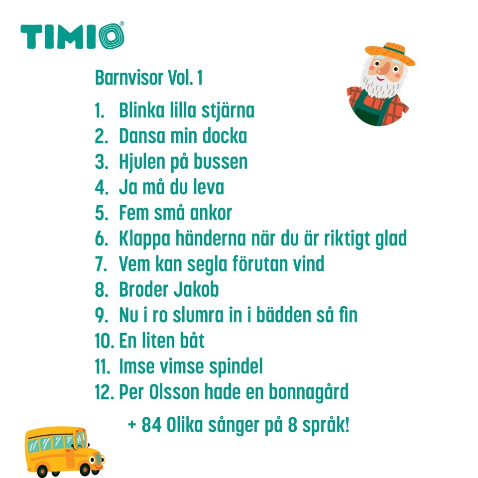 Timio - Disc sæt 1 - Vilde dyr, børnerim, farver, musik og kroppens dele