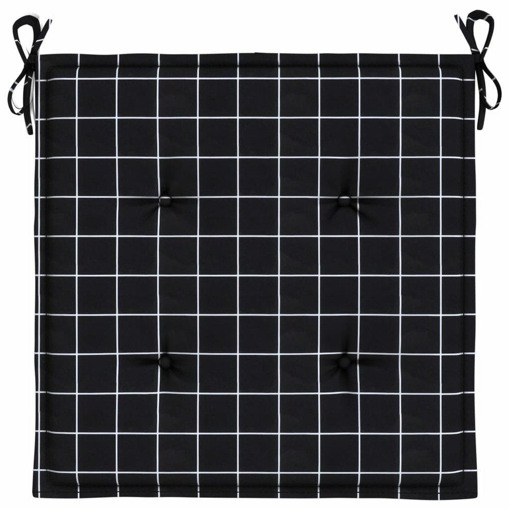 Coussins de chaise de jardin lot de 2 motif à carreaux noir