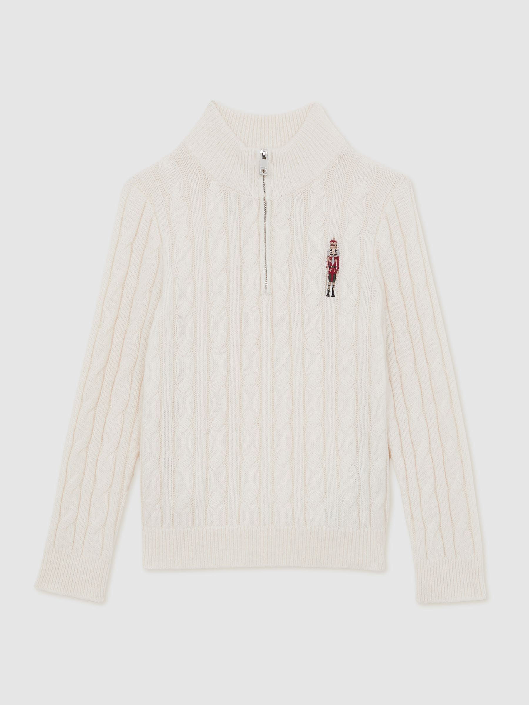 Off White - Reiss Nollaig Wool-Blend Half-Zip Nutcracker Jumper