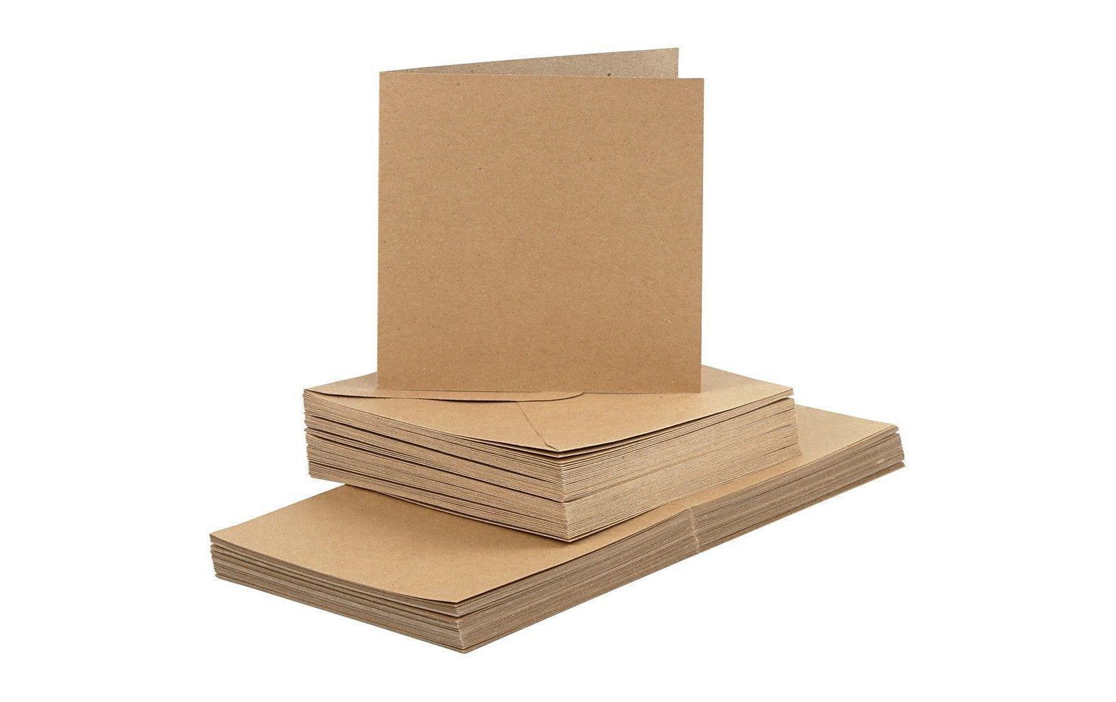 Blankokarte 15 x 15 cm 50 Sets, BraunKarten Kraftpapier