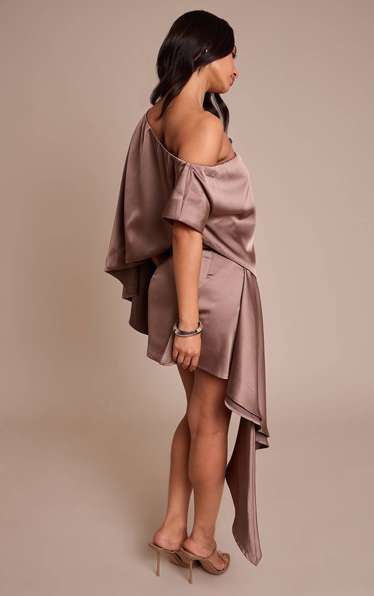 Champignon Mini-jupe Asymétrique En Satin Petite Taille Coordonnée