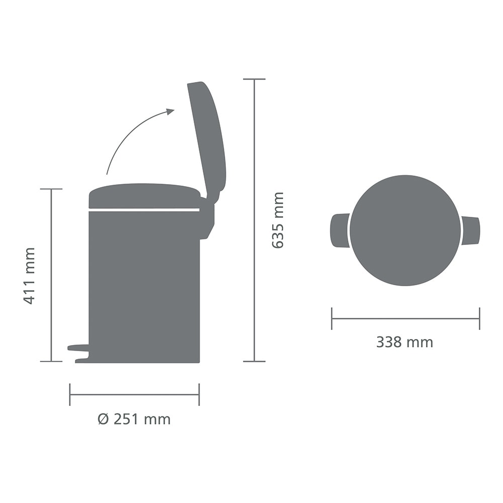 brabantia Treteimer NEWICON 12 Liter Matt Black