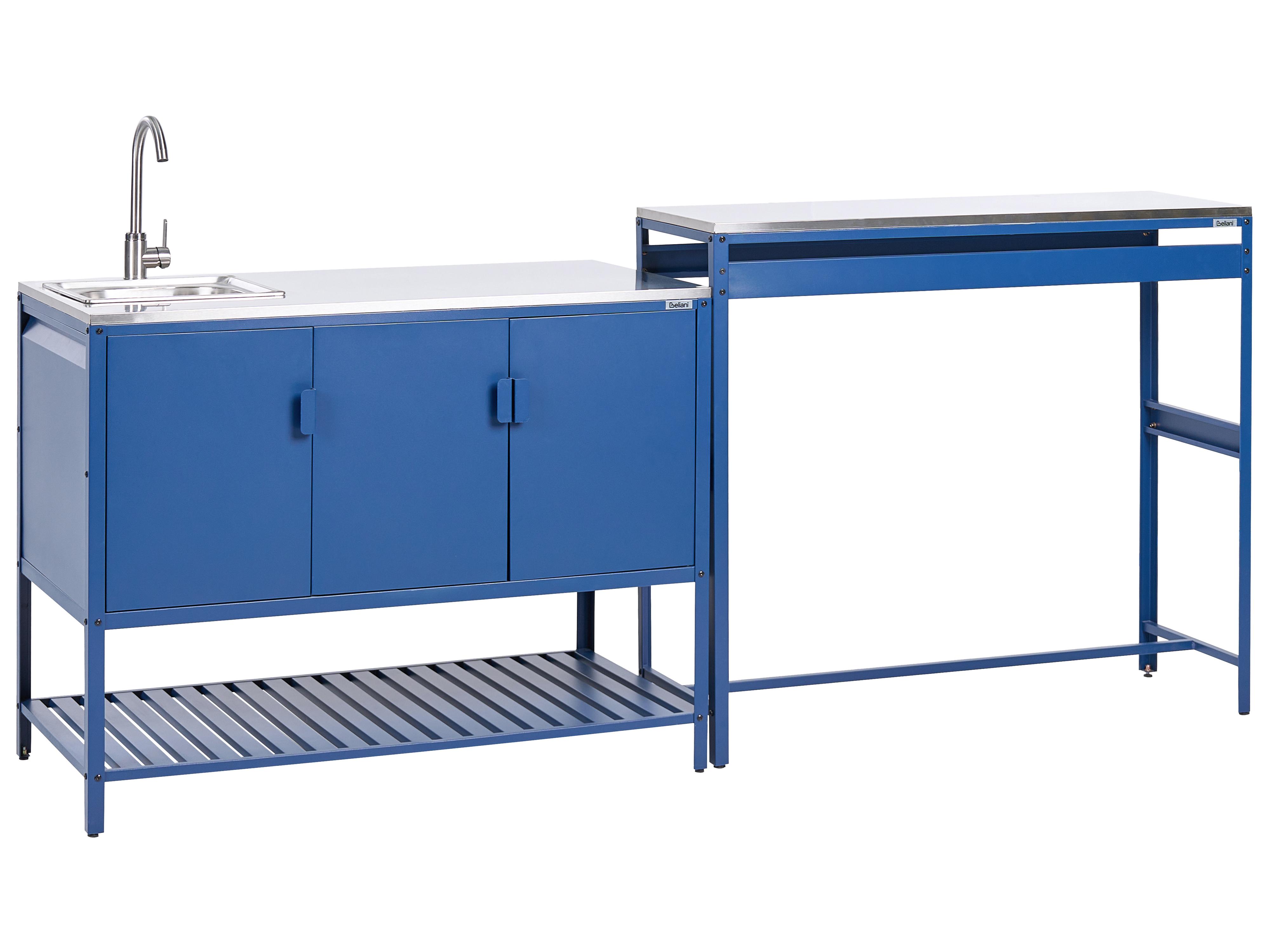 Tuin keukenset 2-delig met spoelbak MAENZA Metaal Blauw