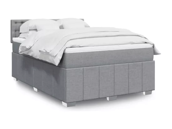 Sommier à lattes de lit avec matelas Gris clair 160x200cm Tissu