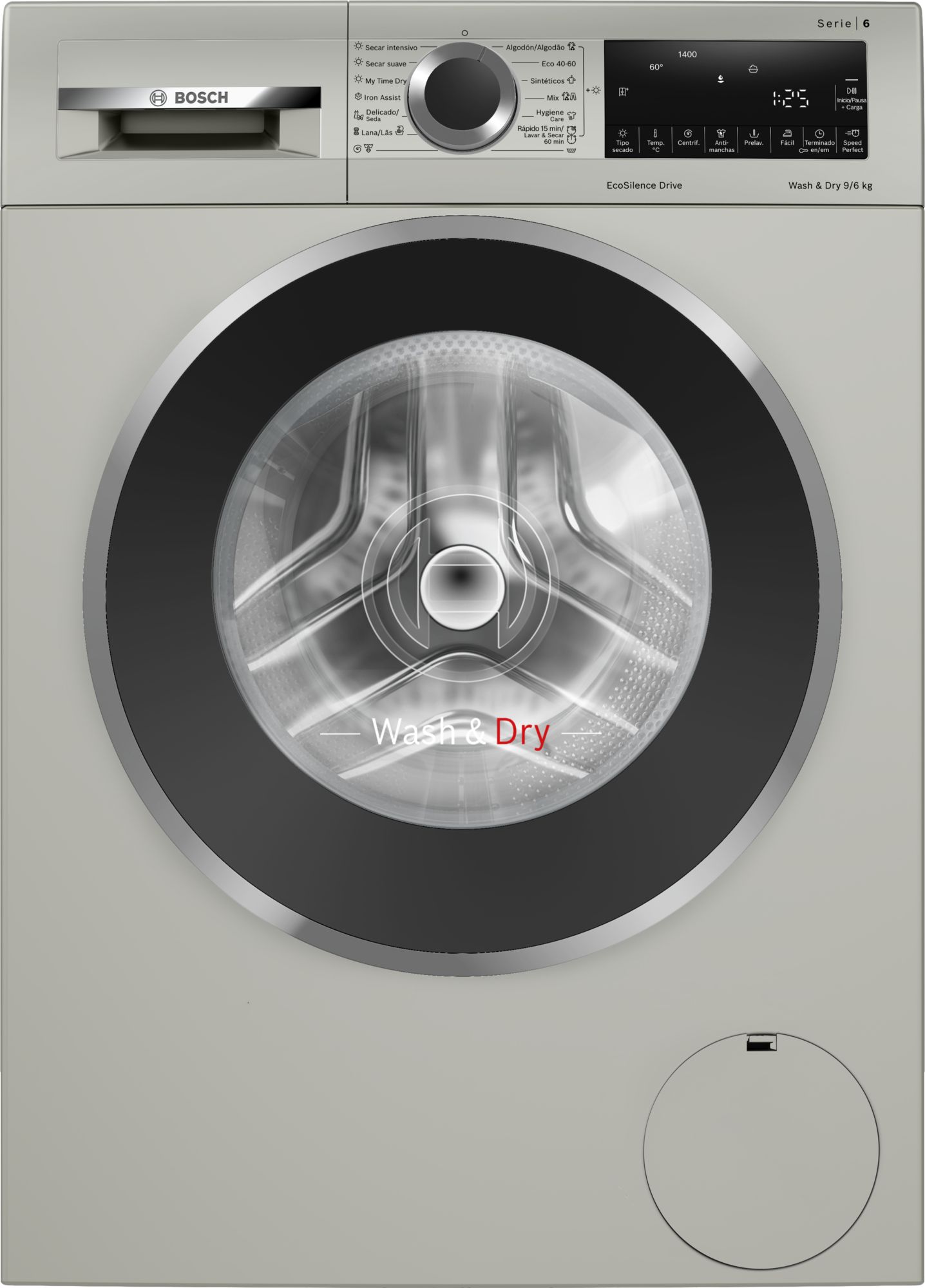 PRODUTO RECONDICIONADO # Lava e Seca Série 6 9/6 kg 1400 rpm, Aço Inoxidável Fosco Anti-Impressão Digital WNA1441XESB