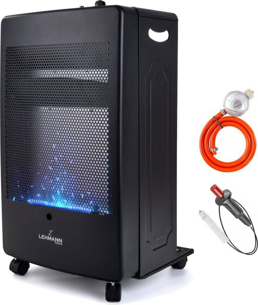 Leistungsstarker Gasheizer 3,8 kW mit blauer Flamme, mit 3 Heizstufen,
