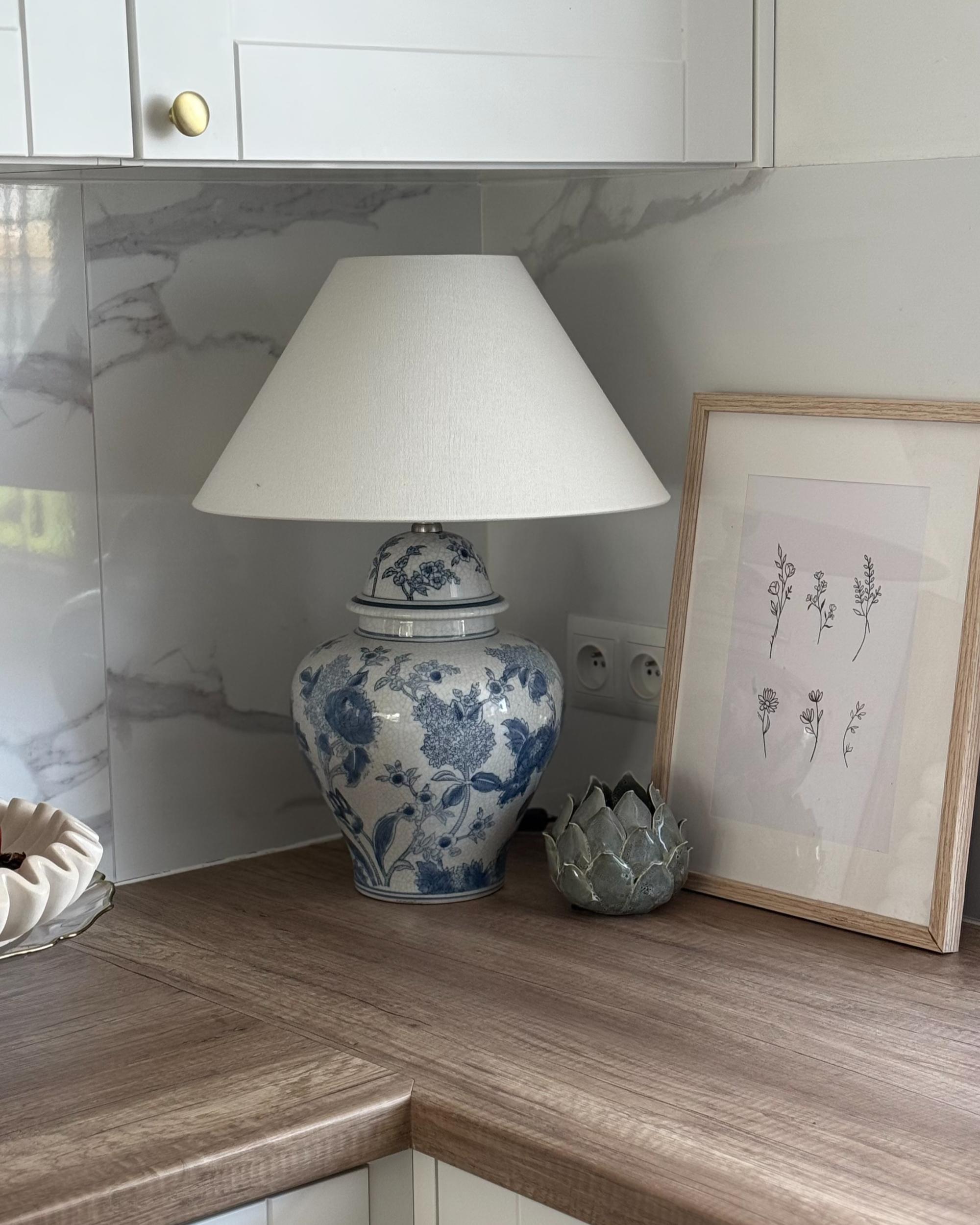 Tafellamp SORRAIA Porselein Wit/blauw