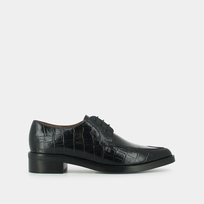 Derbies à lacets  en croco noir