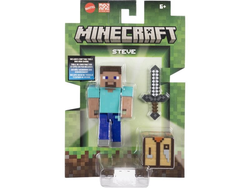 Mattel Minecraft Actionfigur mit pixeligem Design Minecraft Kinderspielzeugfigur