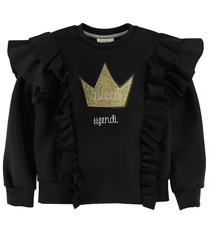 Fendi Kids Bluse - Sort m. Fl?ser/Guldkrone