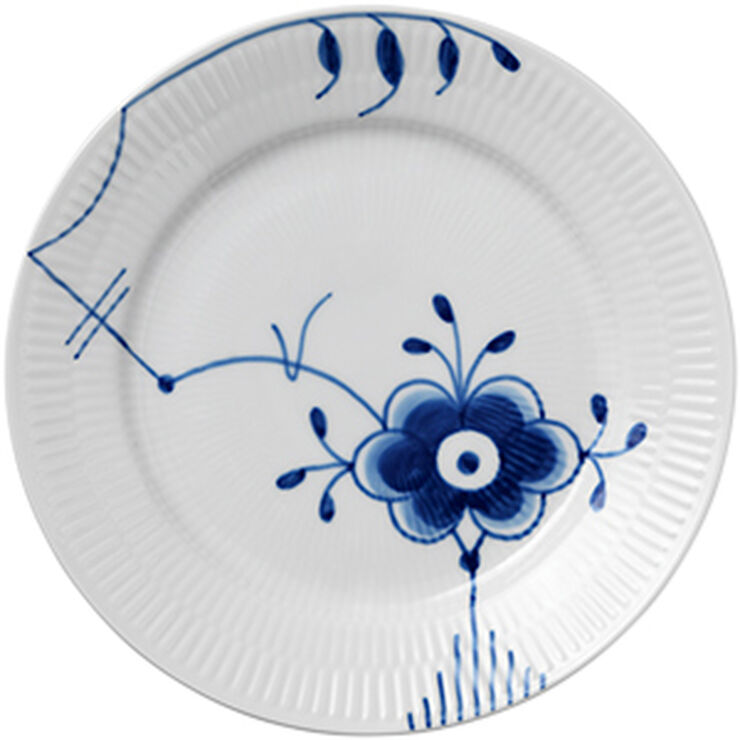 Royal Copenhagen Blå Mega Riflet 19 cm. tallerken Hvid, blå