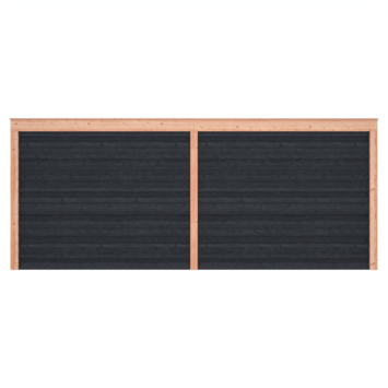 Tuinhuis met overkapping Douglas hout Zweeds rabat onbehandeld zwart 595 x 255 cm