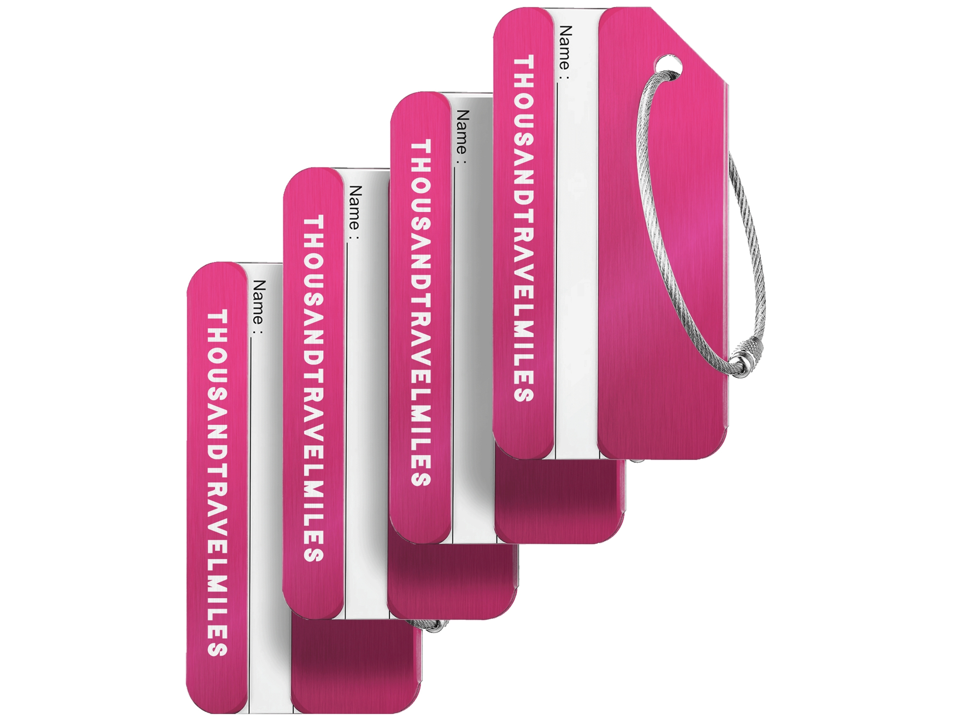 Thousandtravelmiles set van 4 Aluminium Bagagelabels - Pink