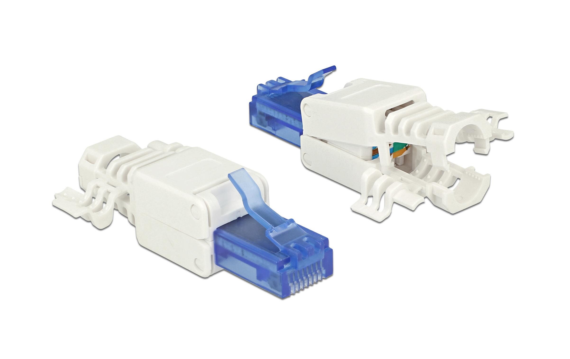 Stecker RJ45 Cat.6A UTP werkzeugfrei, 2 StückDelock RJ45 Stecker Cat.6A UTP werkzeugfrei 2 Stück