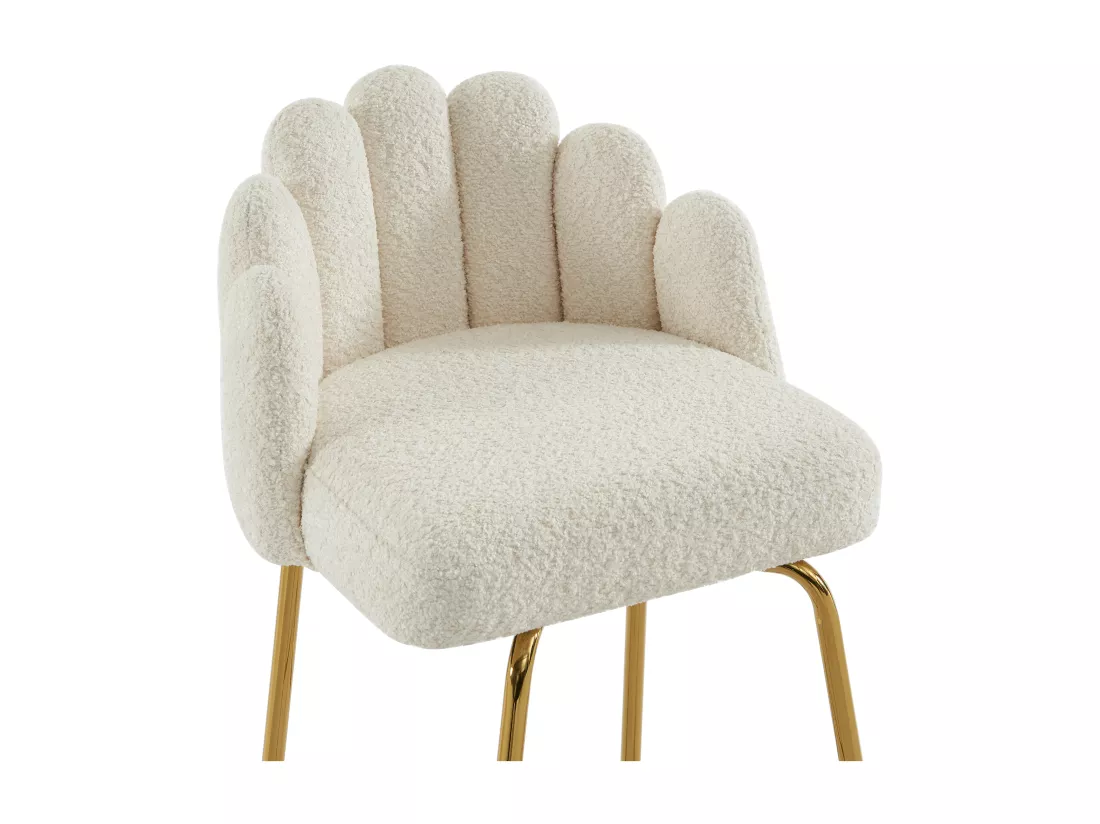 Lot de 2 tabourets de bar en tissu bouclette et métal doré - Crème - ALTINAM de Pascal MORABITO