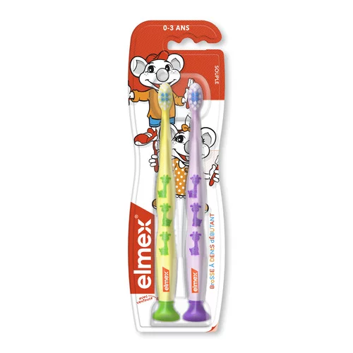 Brosse à dents Duo Elmex débutant 0-3 ANS - Blister x2
