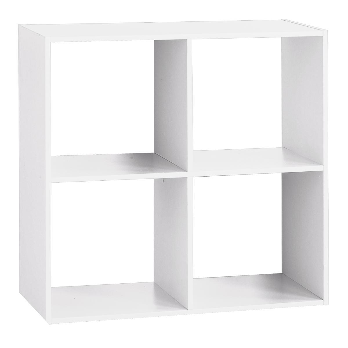 ETAGERE BOIS 4 CASES MIX BLANC
