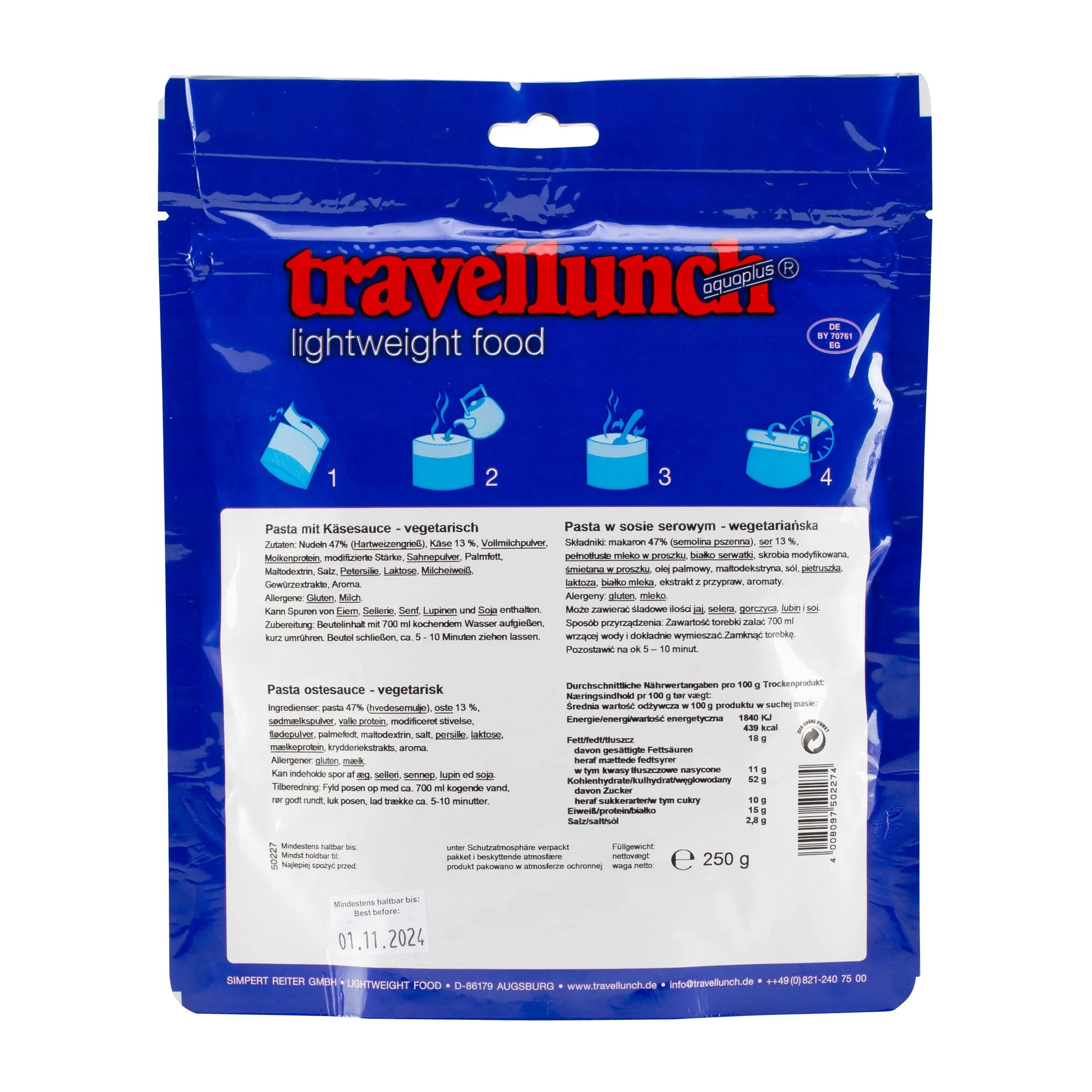 Travellunch -  Pasta mit Käsesauce vegetarisch 2er Packung