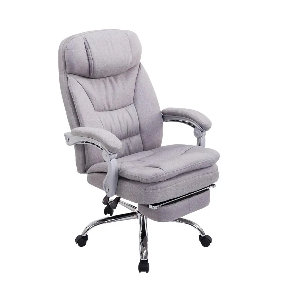CLP Bureaustoel XL Troy chroom Frame - Stof - grijs