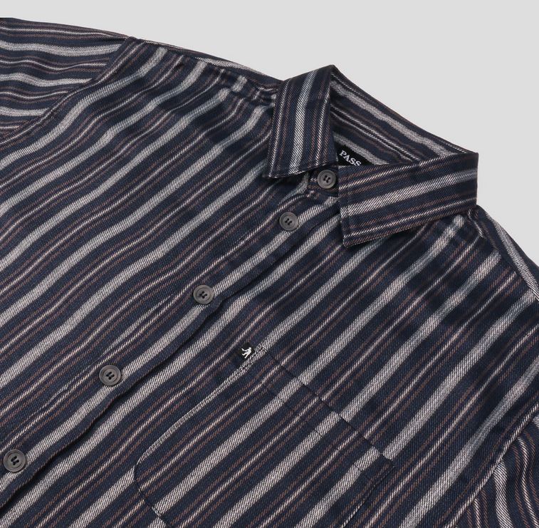PassPort Shirt LS Workers Stripes Navy