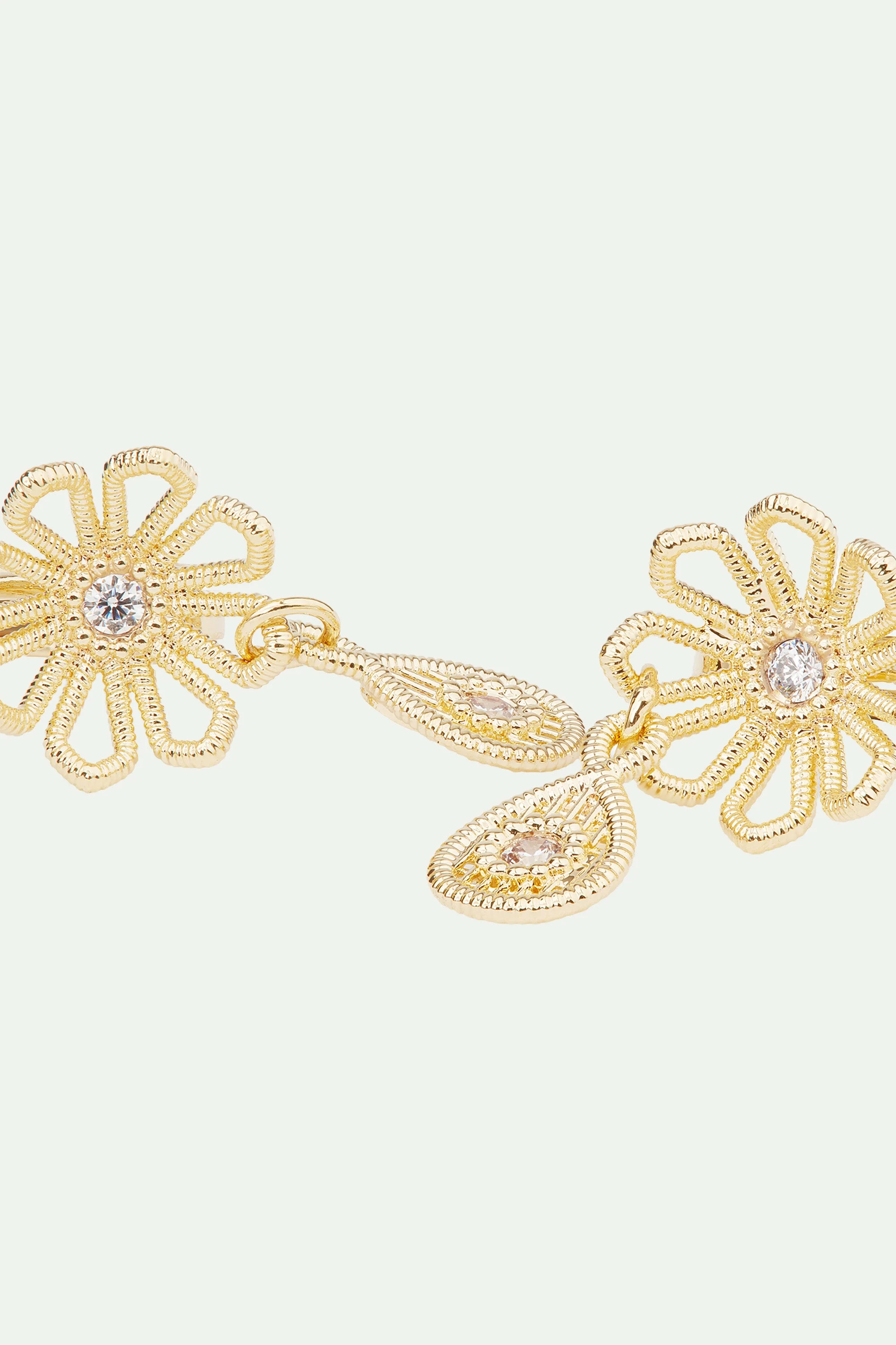 Boucles d'oreilles fleur fil d'or | Jaune