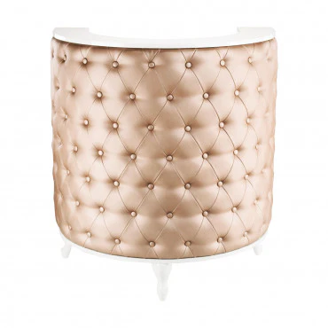 Caisse ROYAL I Arrondie Matelassée avec Boutons Structure Blanc Mat