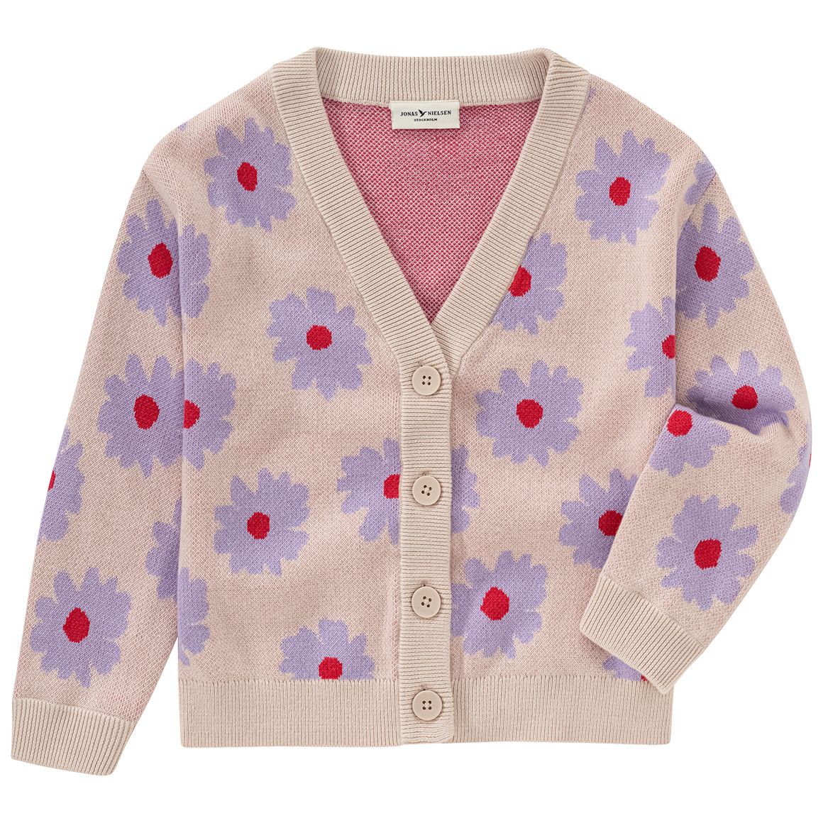Jonas Nielsen Mädchen Strickjacke mit Blumen-Allover beige