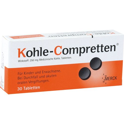 KOHLE Compretten bei oralen Vergiftungen und Durchfall