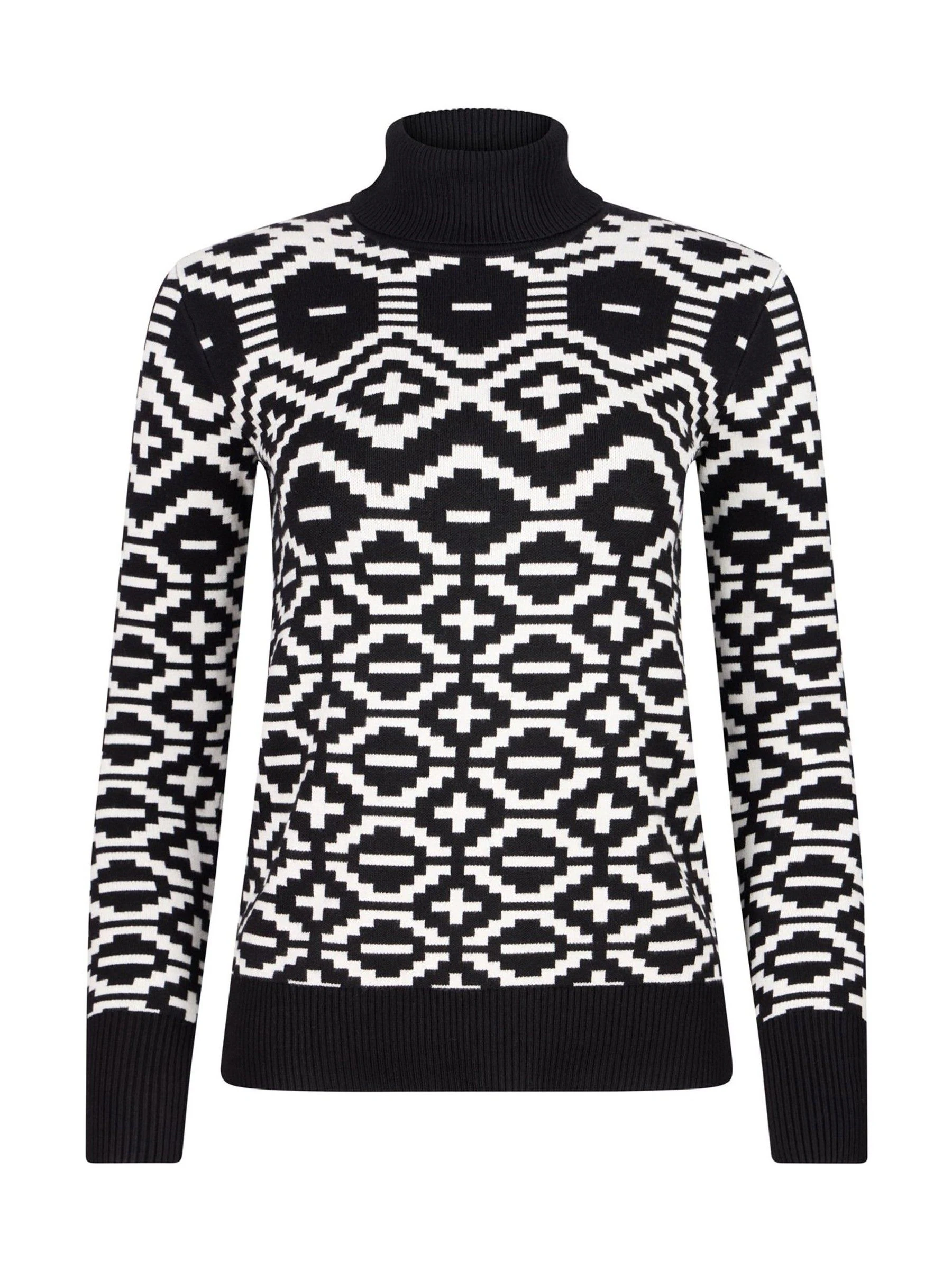The Little Tailor Geometrisch ontwerp Slim fit Ski Kerstmis Zwarte Trui