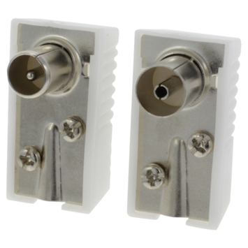 OK Coax stekkerset male/female wit